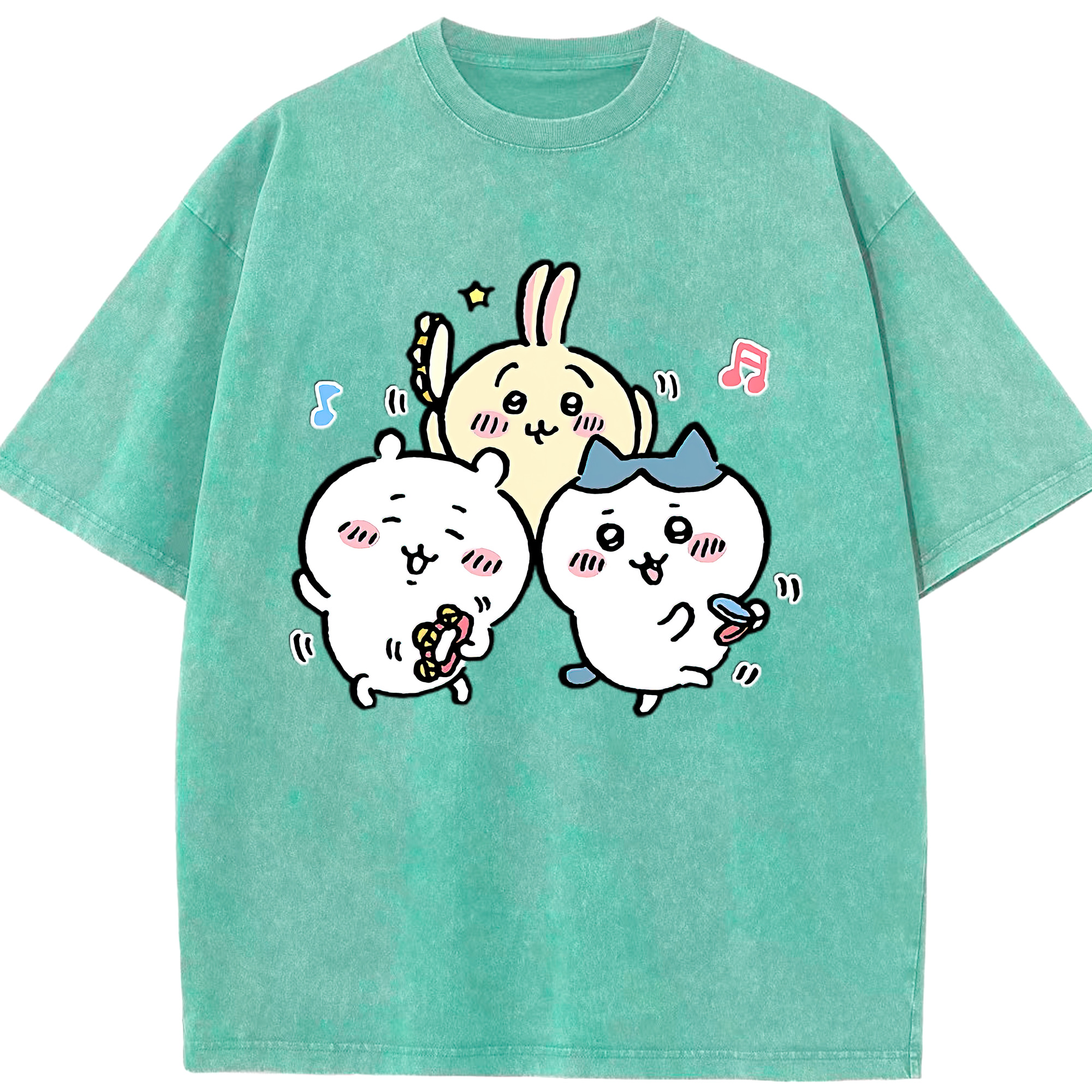 （画像用） ちいかわ ハチワレ Chii-kawa hachiware 綿100% ヴィンテージ風 半袖Tシャツ（フロントプリント）